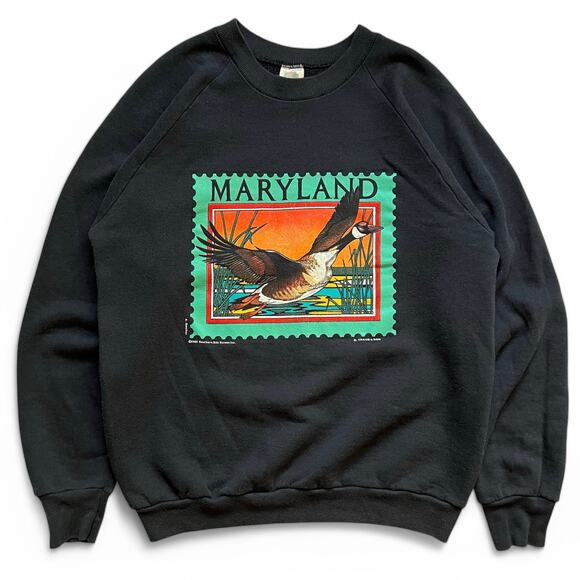 vintage Other - Vintage 80s Maryland Duck Stamp Canada Goose Crewneck Sweatshirt Bird Nature USA